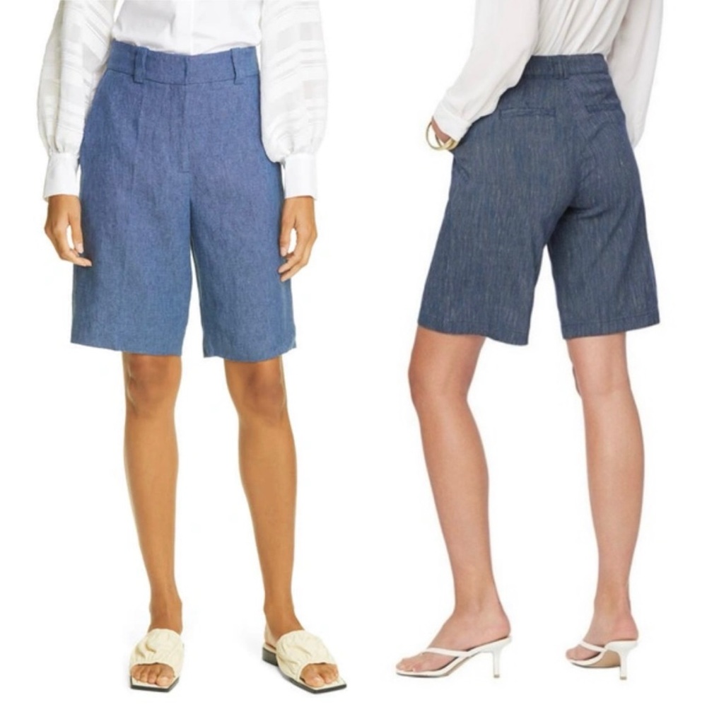 Judith & Charles Linen Bermuda Shorts Indigo 8 | Tailored High Rise Summer Chic